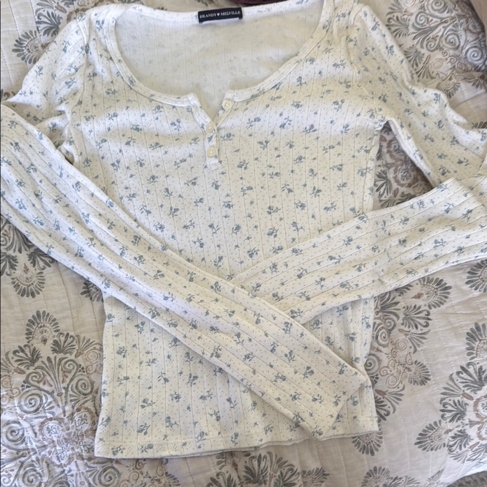 Brandy Melville Cream Floral Top
